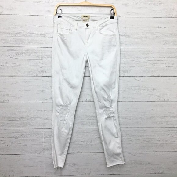 L'Agence Jeans size 27 White Chantal Low Rise Skinny Distressed length 30" - Picture 10 of 12